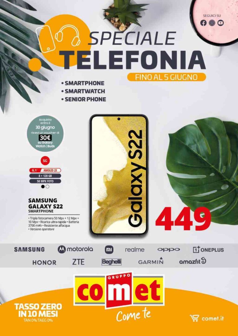 Volantino Comet Telefonia dal 23 maggio al 5 giugno 2024