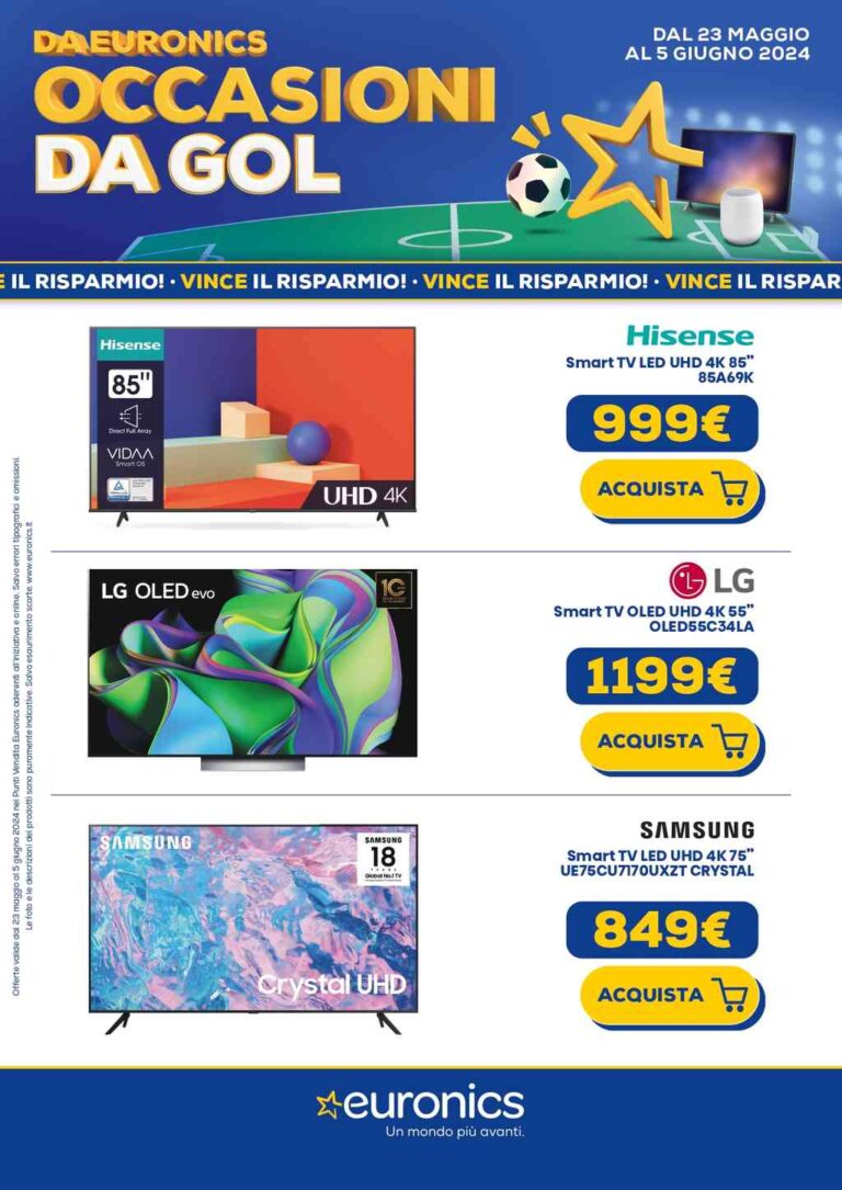 Volantino Euronics dal 23 maggio al 5 giugno 2024