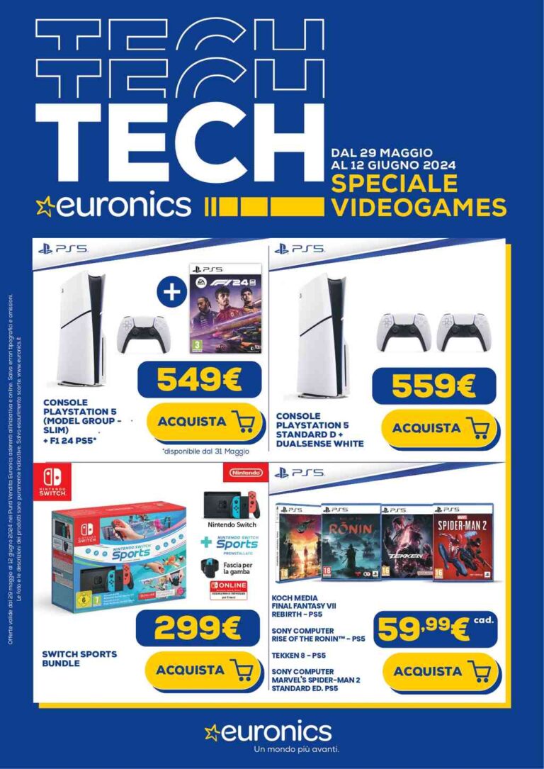 Volantino Euronics Videogames dal 29 maggio al 12 giugno 2024