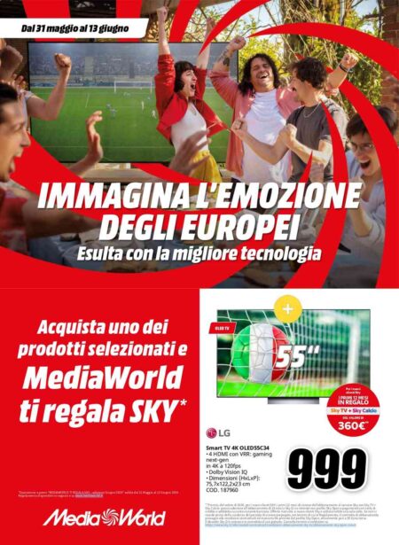Volantino Mediaworld dal 31 maggio al 13 giugno 2024