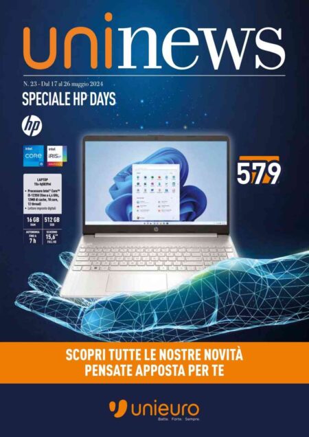 Volantino Unieuro HP Days dal 17 al 26 maggio 2024