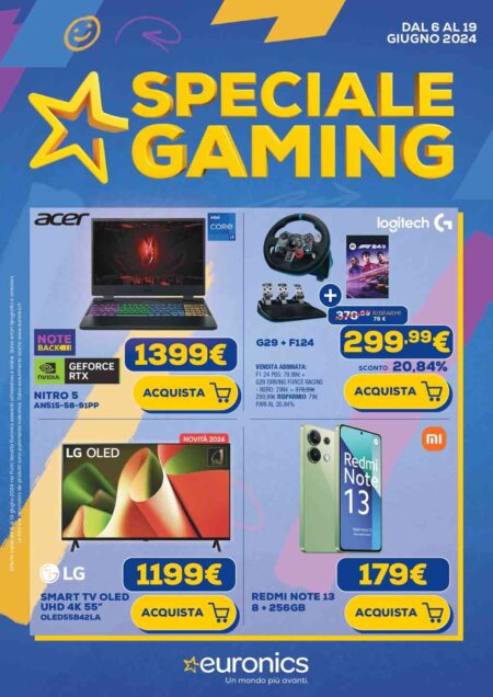 Volantino Euronics Gaming dal 6 al 19 giugno 2024
