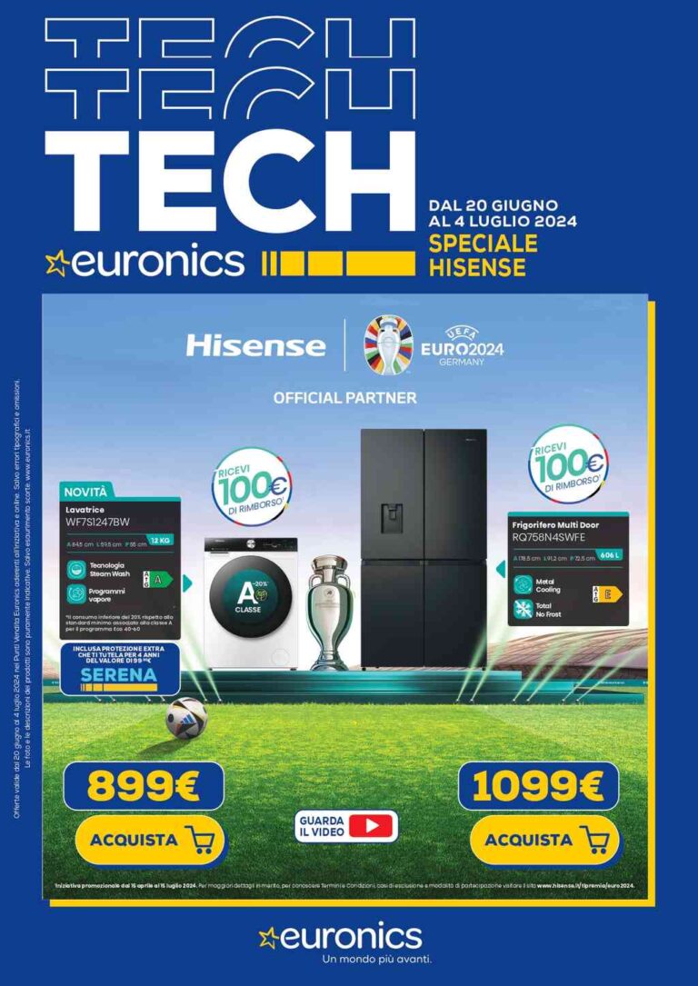 Volantino Euronics Hisense dal 20 giugno al 4 luglio 2024