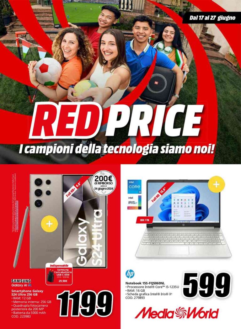Volantino Mediaworld dal 17 al 27 giugno 2024