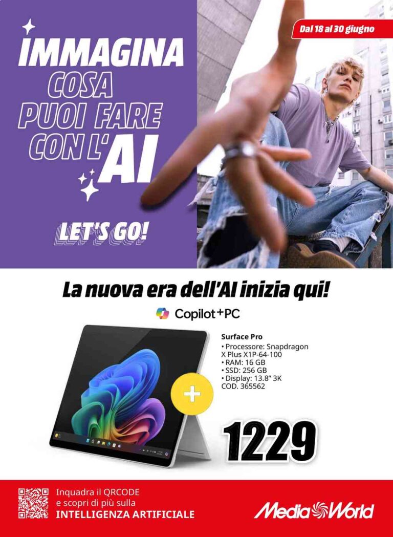 Volantino Mediaworld Intelligenza Artificiale dal 18 al 30 giugno 2024