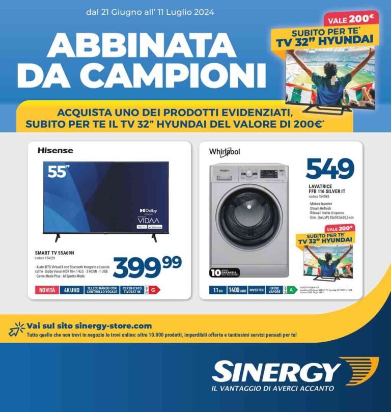 Volantino Sinergy dal 21 giugno al 11 luglio 2024