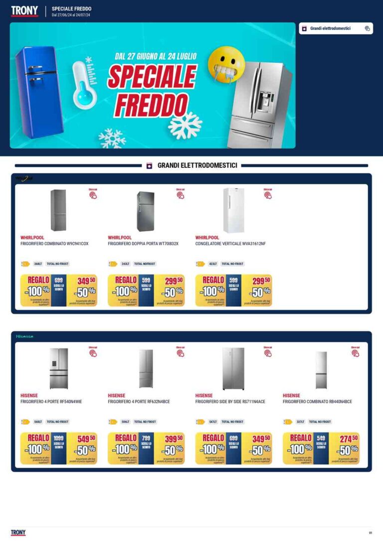 Volantino Trony Frigoriferi dal 27 giugno al 24 luglio 2024