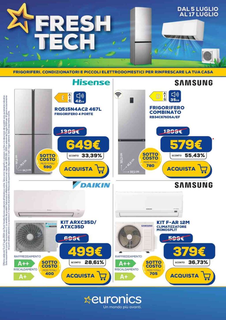 Volantino Euronics Fresh dal 5 al 17 luglio 2024
