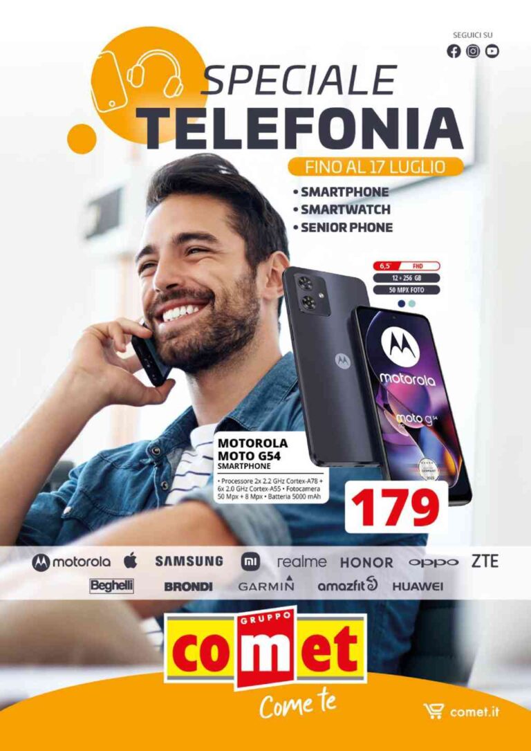 Offerte Comet sulla telefonia dal 5 al 17 luglio 2024