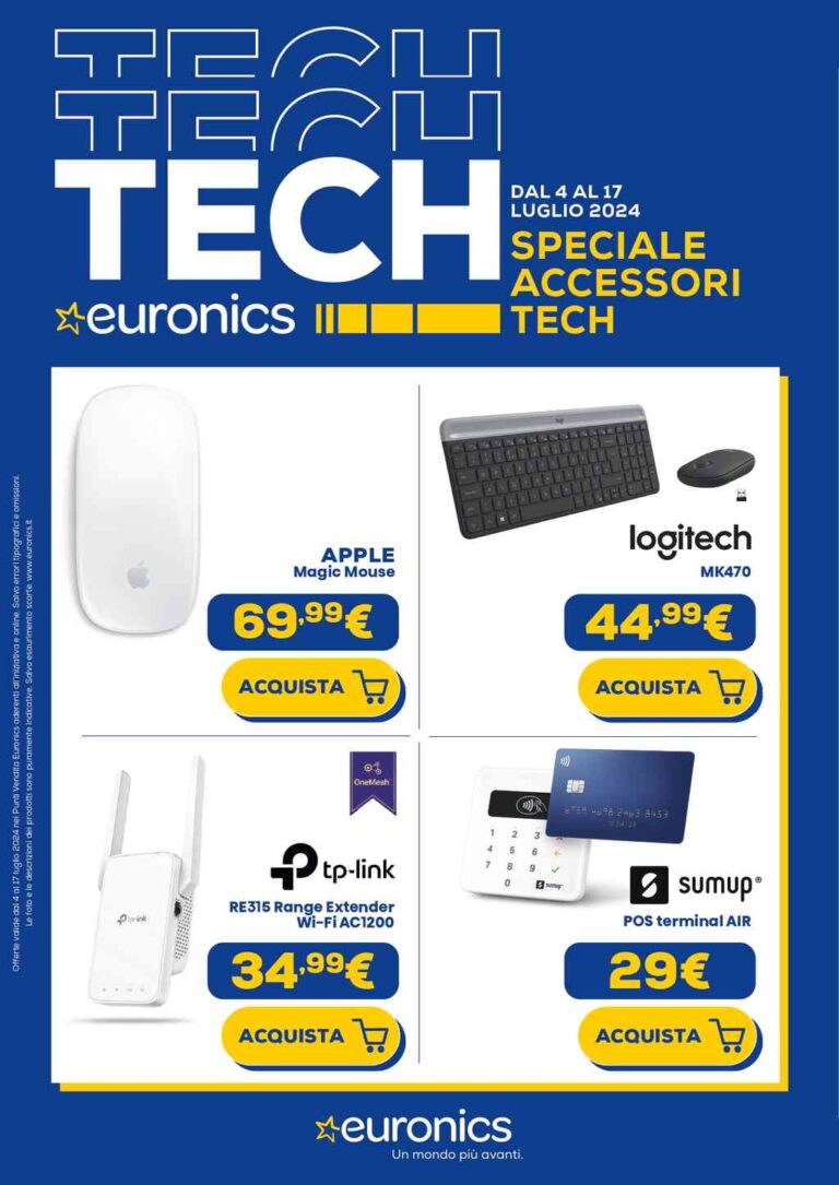 Volantino Euronics Accessori Tech dal 4 al 17 luglio 2024