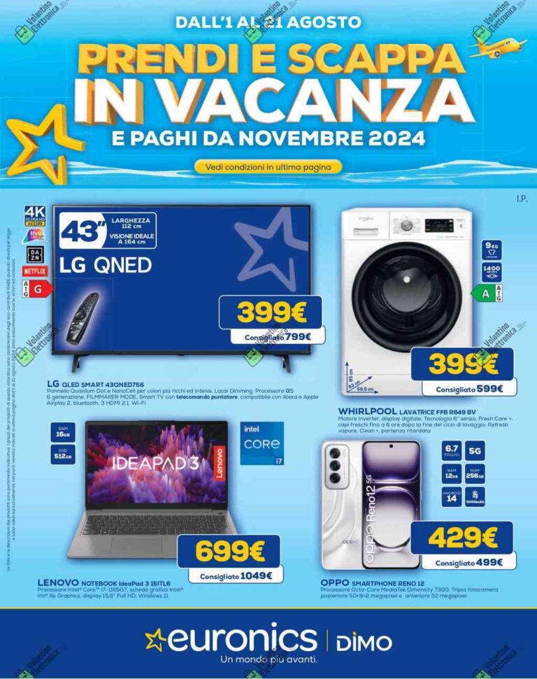 Volantino Euronics dal 1 al 21 agosto 2024