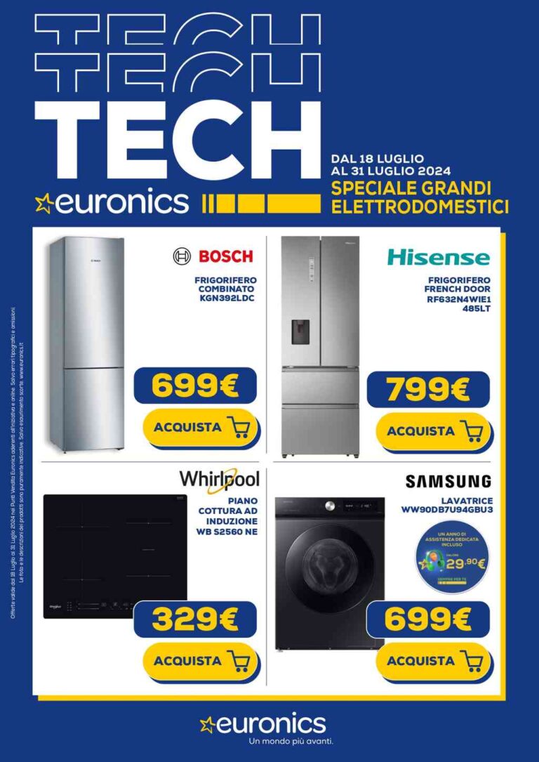 Volantino Euronics Grandi Elettrodomestici dal 18 al 31 luglio 2024