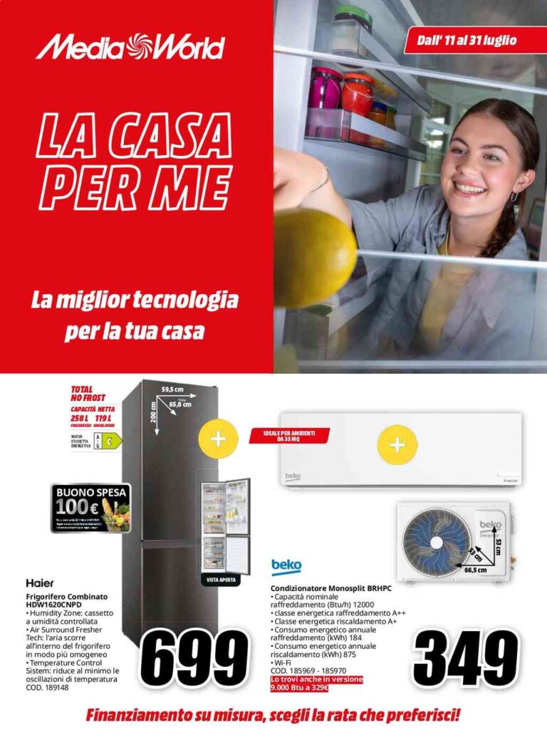 Volantino Mediaworld Speciale Casa dal 11 al 31 luglio 2024