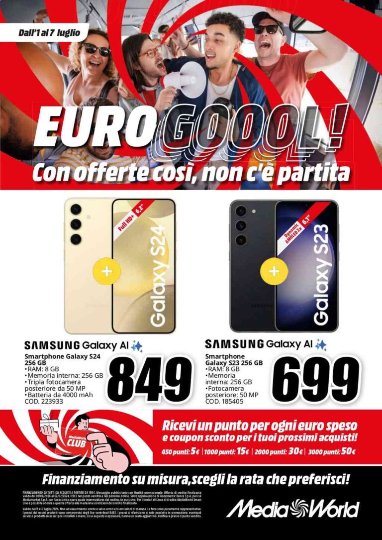 Volantino Mediaworld dal 1 al 7 luglio 2024