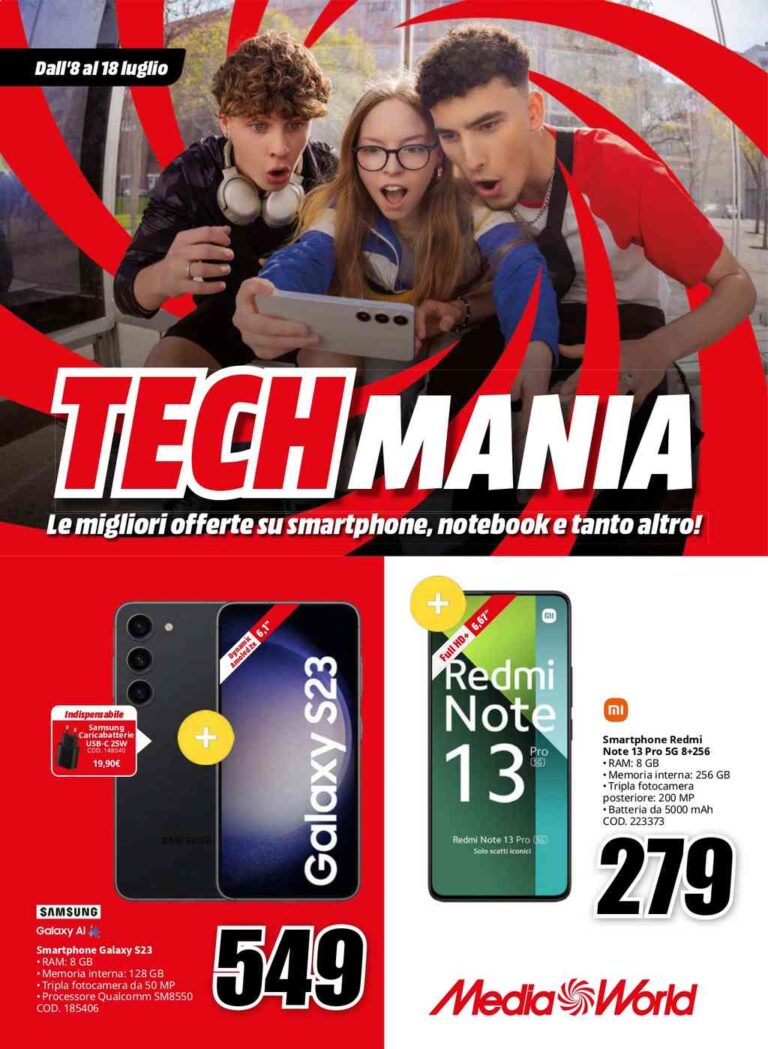Volantino Mediaworld dal 8 al 18 luglio 2024