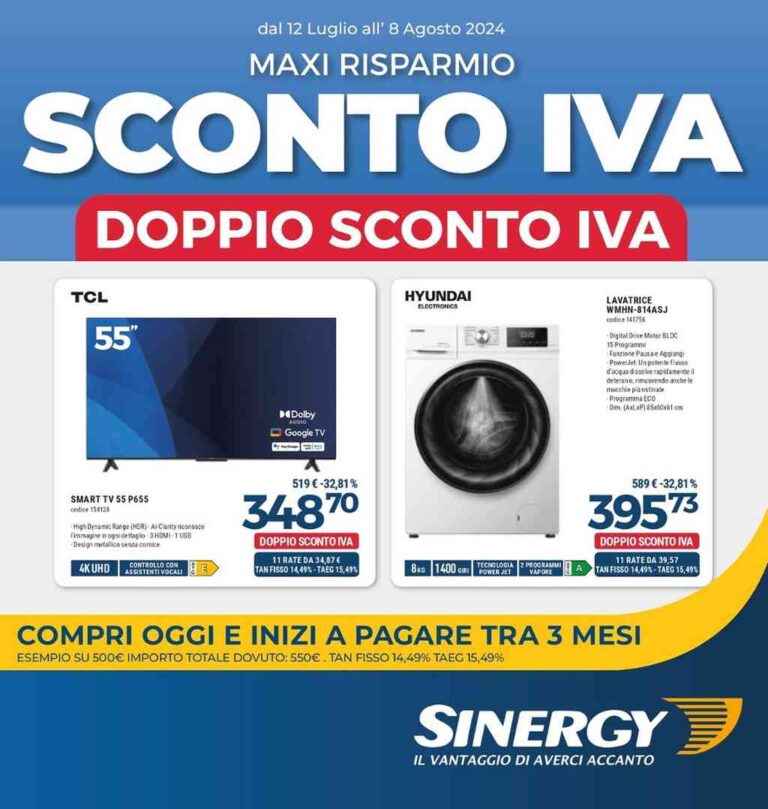 Volantino Sinergy dal 12 luglio al 8 agosto 2024