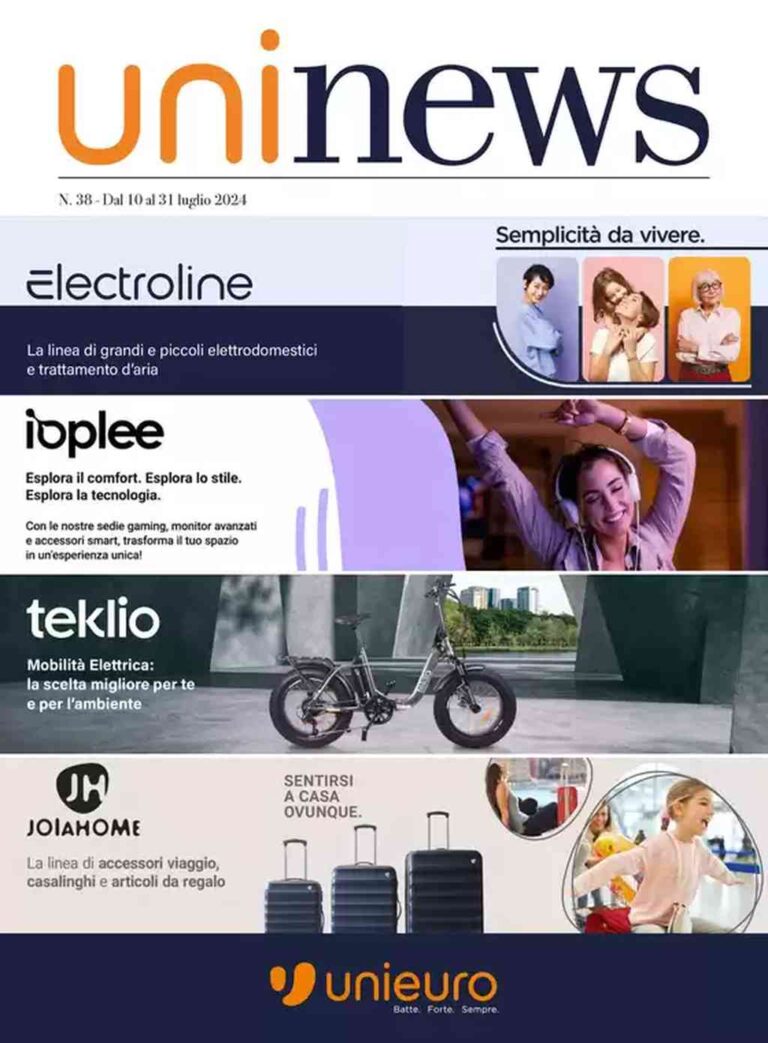 Volantino Unieuro Electroline, Ioplee, Teklio dal 10 al 31 luglio 2024