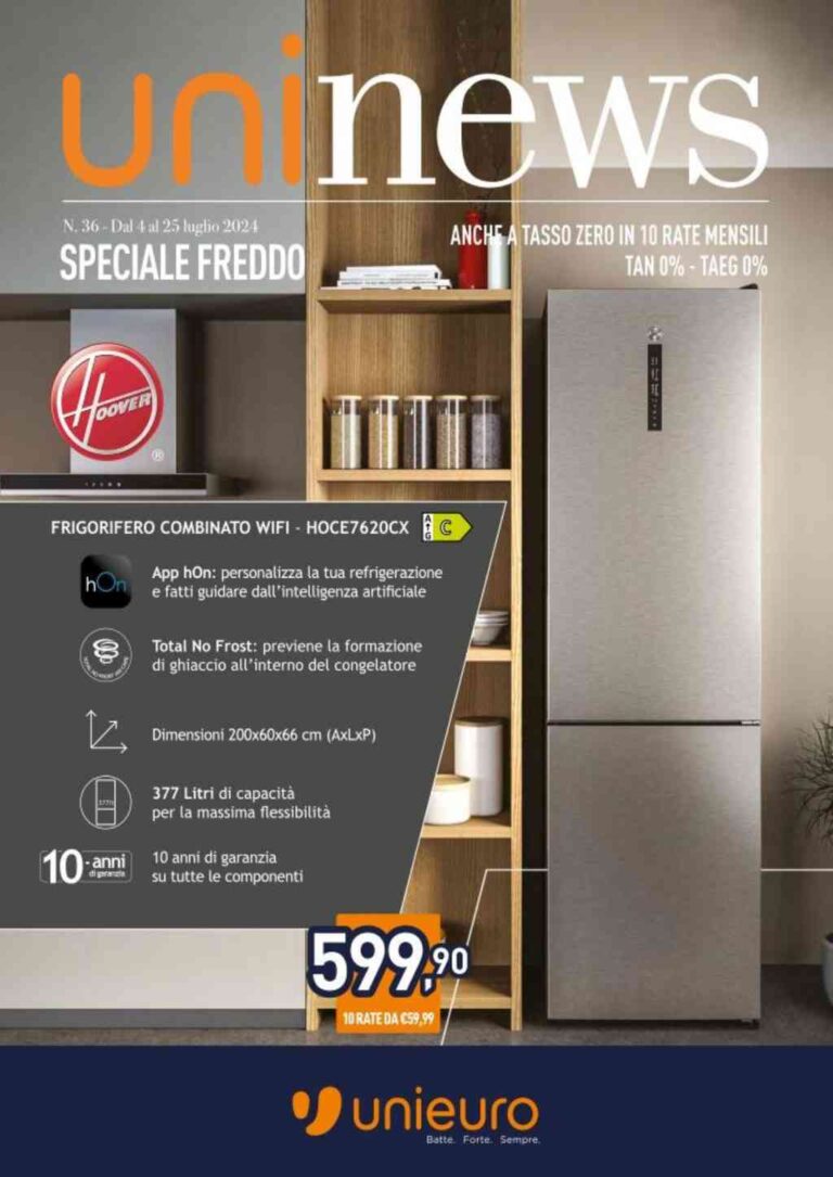Volantino Unieuro Speciale Freddo dal 4 al 25 luglio 2024
