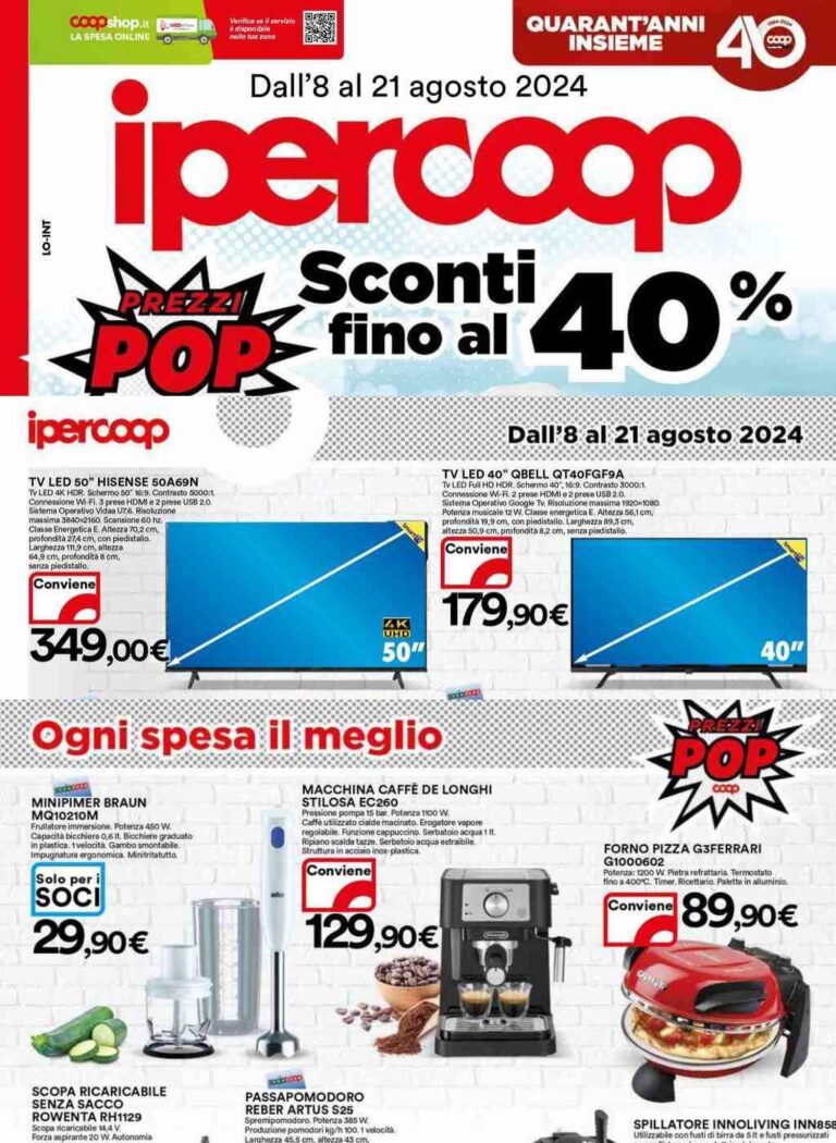 Volantino Ipercoop Multimedia dal 8 al 21 agosto 2024