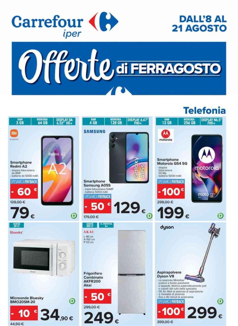 Volantino Carrefour Elettrodomestici dal 8 al 21 agosto 2024