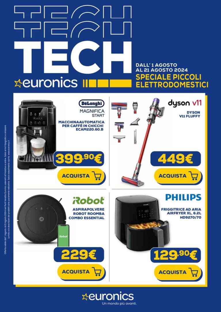 Volantino Euronics Piccoli Elettrodomestici dal 1 al 21 agosto 2024