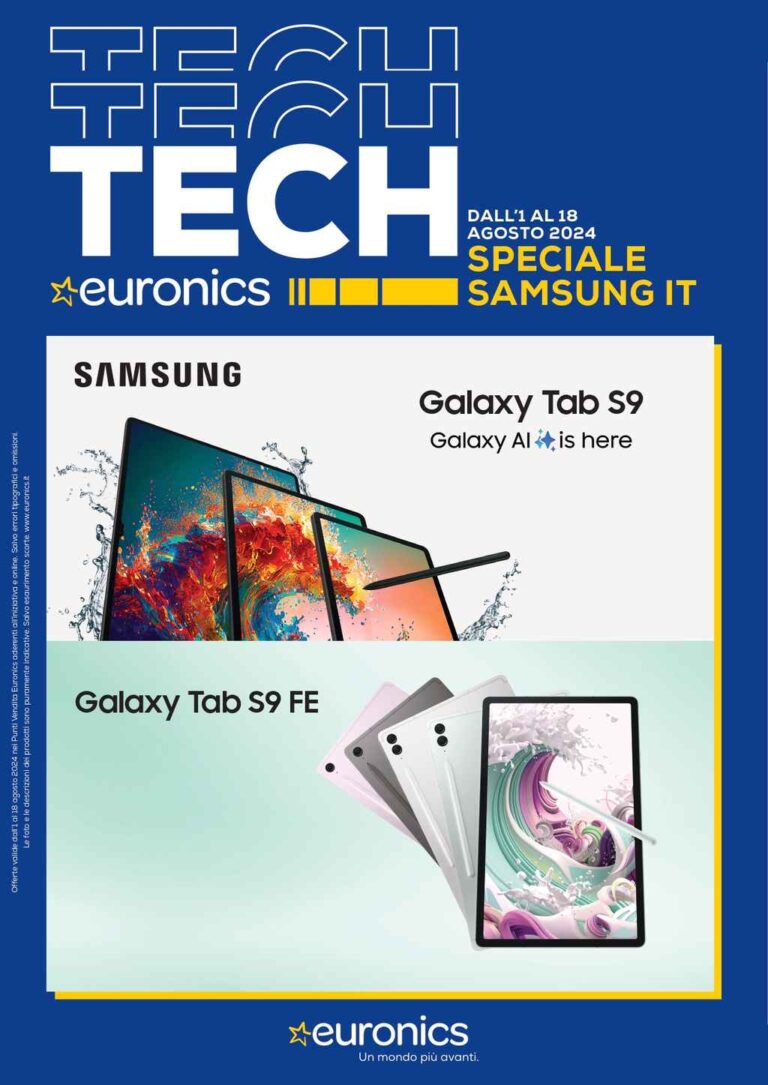 Volantino Euronics Samsung fino al 18 agosto 2024