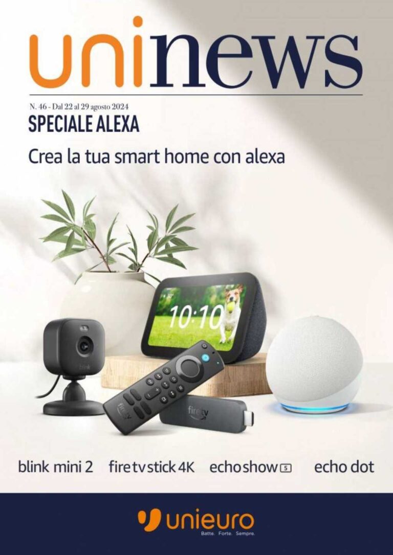Volantino Unieuro Alexa dal 22 al 29 agosto 2024