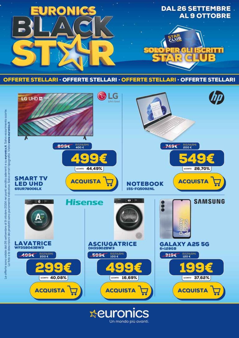 Volantino Euronics dal 26 settembre al 9 ottobre 2024