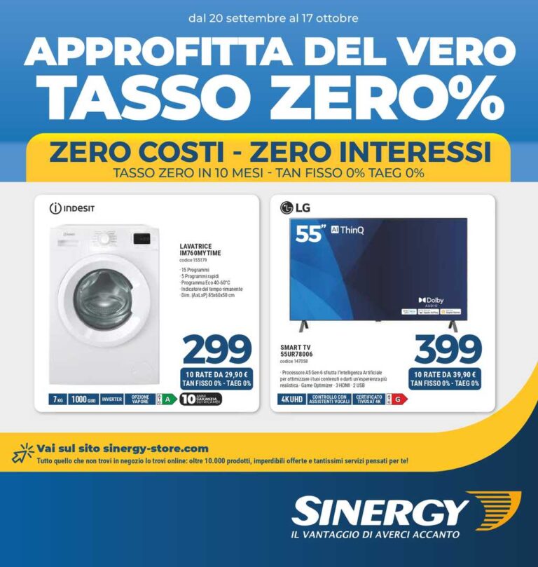 Volantino Sinergy dal 20 settembre al 17 ottobre 2024