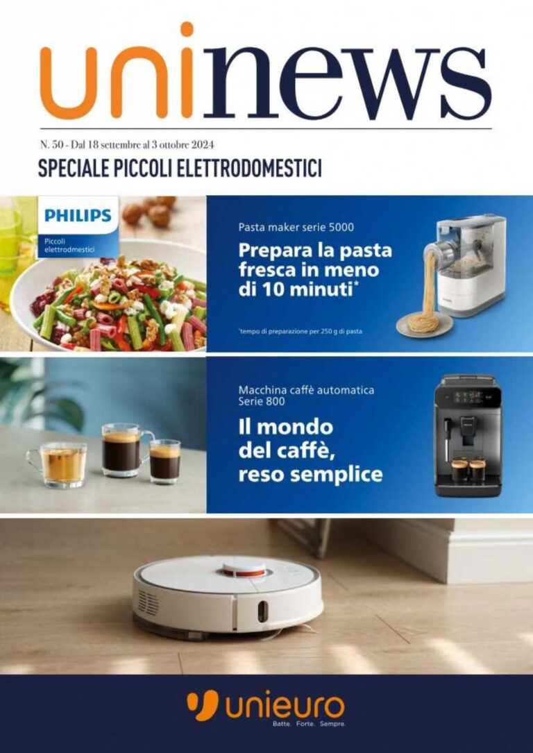Volantino Unieuro Piccoli Elettrodomestici dal 18 settembre al 3 ottobre 2024