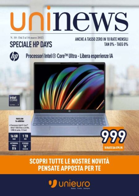 Volantino Unieuro Speciale HP Days fino al 16 marzo 2025